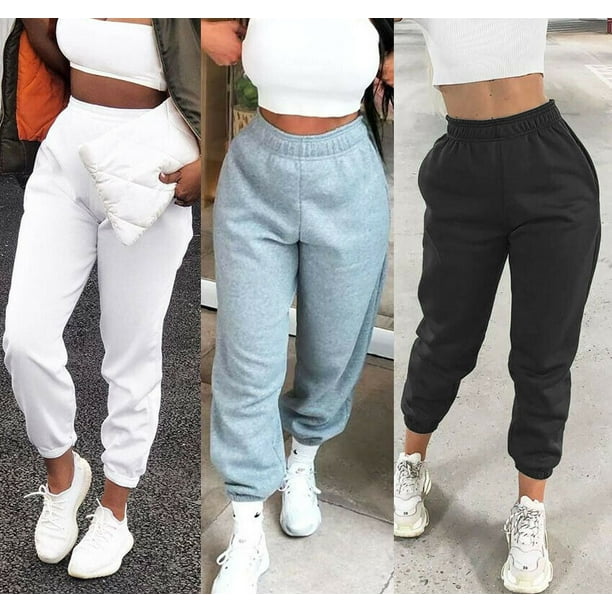 Ladies Casual Long Pants Cargo Trousers Slim Fit Sport Joggers Bottom Sweatpants